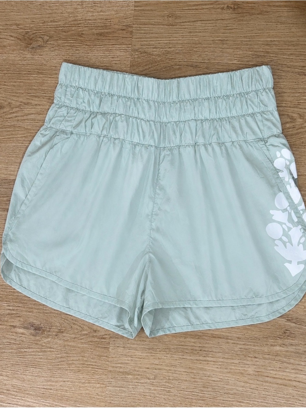 Free People Sage Green Elastic Waist Athletic Shorts